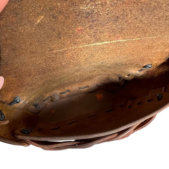 Vintage Brown Leather Shoulder Bag Braided Strap Boho Hippie - Picture 14 of 16